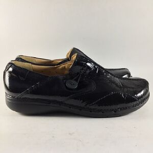 Clarks unstructured unloop womens shoes patent leather loafers black size 7.5 W
